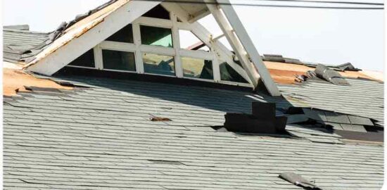 roof with wind damage